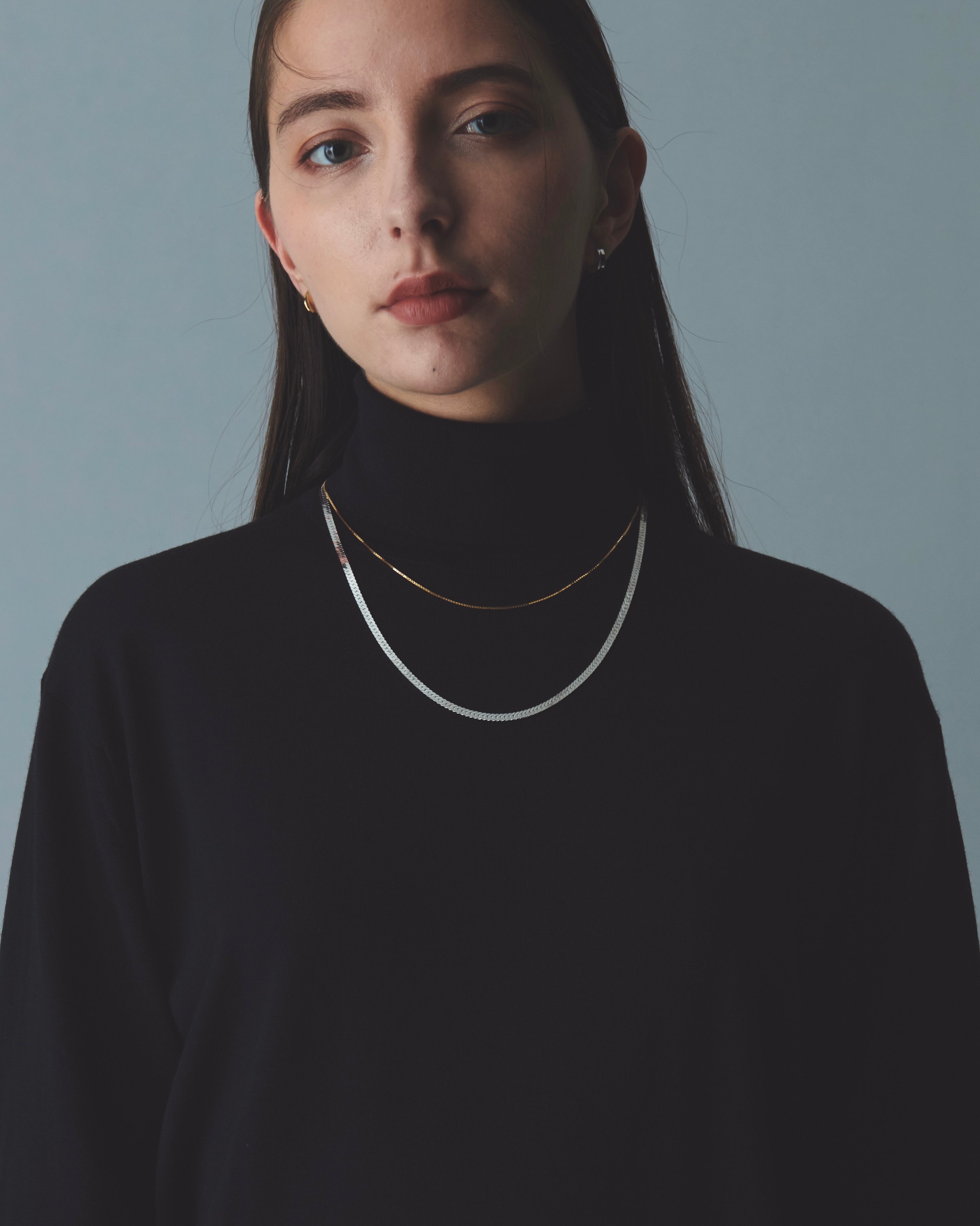 HERRINGBONE W CHAIN NECKLACE［MIX］ – O→KI
