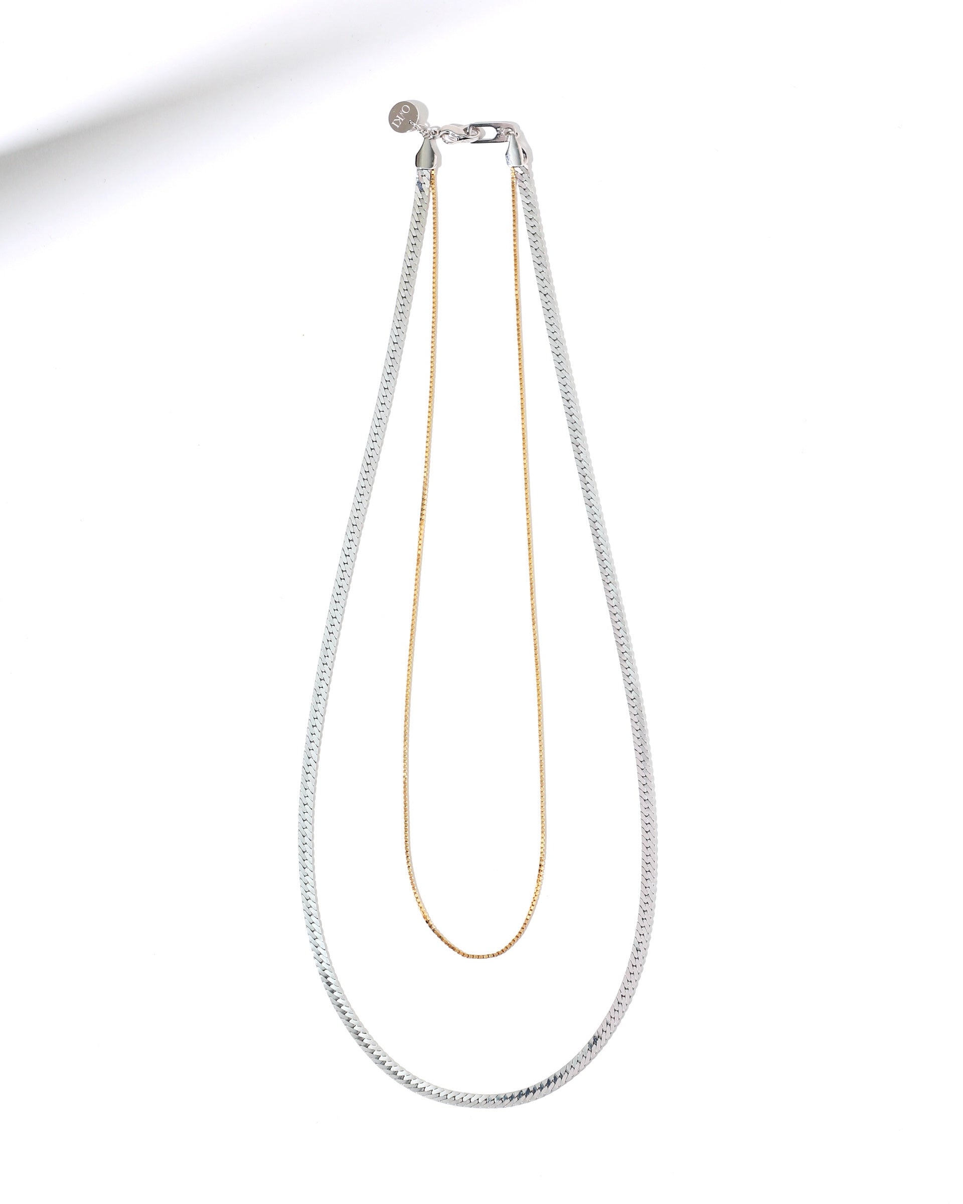 HERRINGBONE W CHAIN NECKLACE[MIX] – O→KI