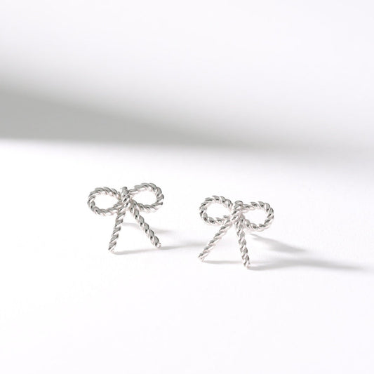 BOW PIERCED EARRINGS [SILVER]